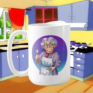 Taza De Café abuelita linda agrega acuarela de mensajes