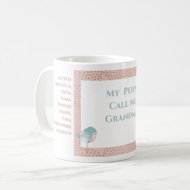 Taza De Café Abuelitos abuelitos, pájaro gracioso (Anverso izquierdo)