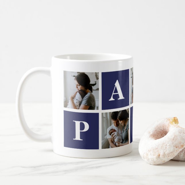 Taza De Café Abuelo 5 Collage de fotos Papa Mug (Con donut)