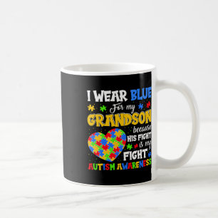 Taza De Café Abuelo Abuela Que Uso Azul Para El Autismo De Mi A