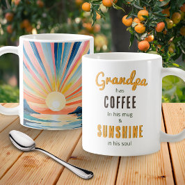 Taza De Café Abuelo Acuarela Amanecer Cita Inspiradora