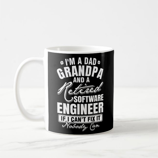 Taza De Café Abuelo de papá y ingeniero de software retirado (Izquierda)
