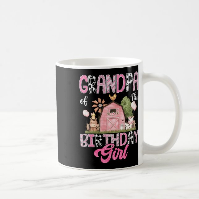 Taza De Café Abuelo Del Chica De Cumpleaños Granja Vaca Rosa Pr (Derecha)