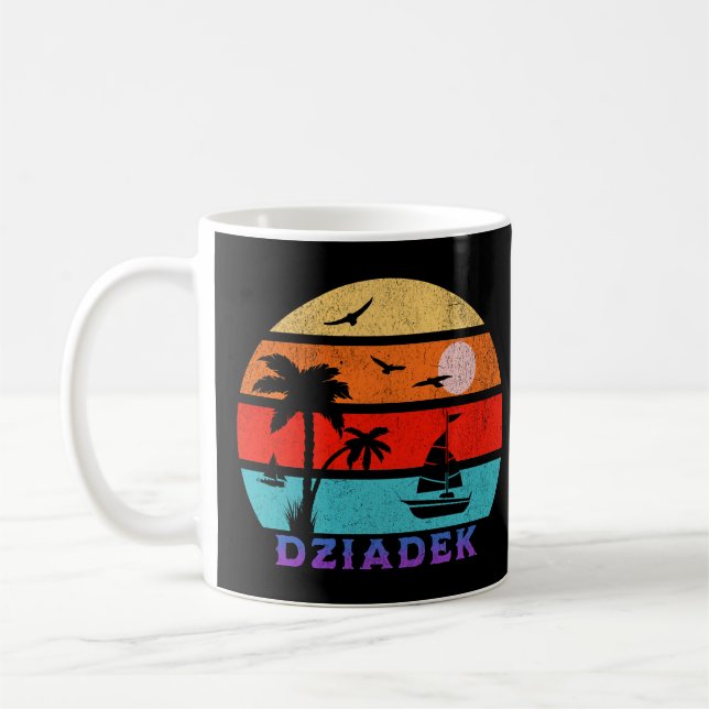 Taza De Café Abuelo del océano atardecer retro de Dziadek (Izquierda)