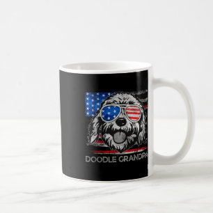 Taza De Café Abuelo Doodle Vintage Bandera Estadounidense Perro
