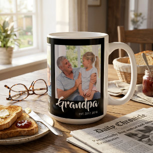 Taza De Café Abuelo Estableció Escritura Negra 3 Foto