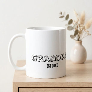 Taza De Café Abuelo Fecha Personalizada Est Moderno Minimalista