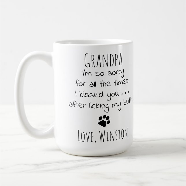 Taza De Café Abuelo Mascota personalizado foto divertida perro  (Izquierda)