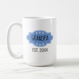 Taza De Café Abuelo personalizado azul Est 20XX Agregar foto Mu