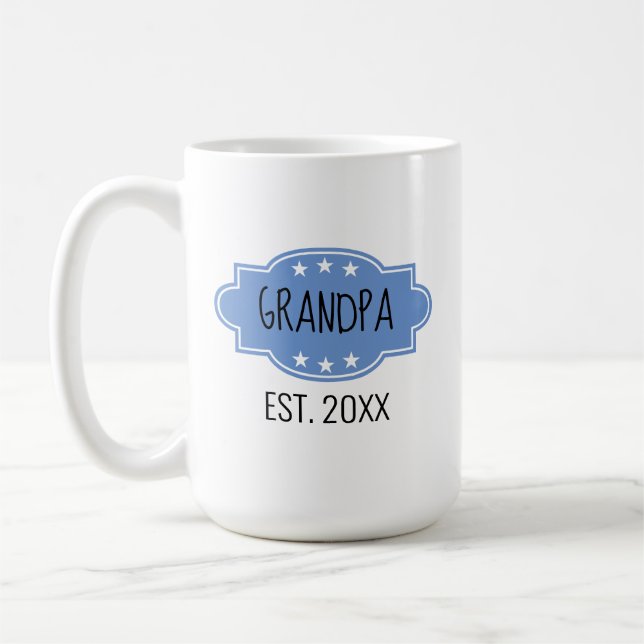 Taza De Café Abuelo personalizado azul Est 20XX Agregar foto Mu (Izquierda)