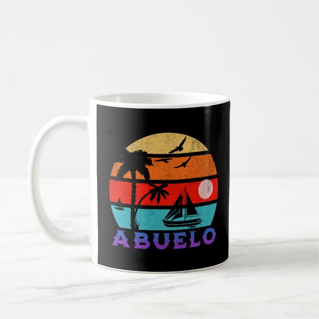 Taza De Café Abuelo retro del océano atardecer (Izquierda)