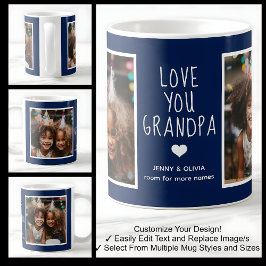 Taza De Café Abuelo Te Amo 2 Fotos Moderno Azul Marino C41