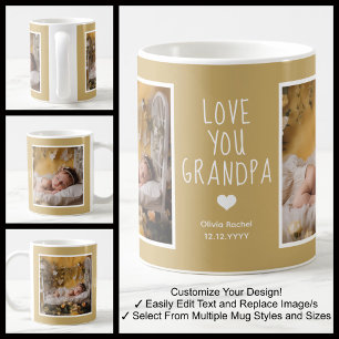 Taza De Café Abuelo Te Amo Fotos Modernas Mostaza C86 Blanco
