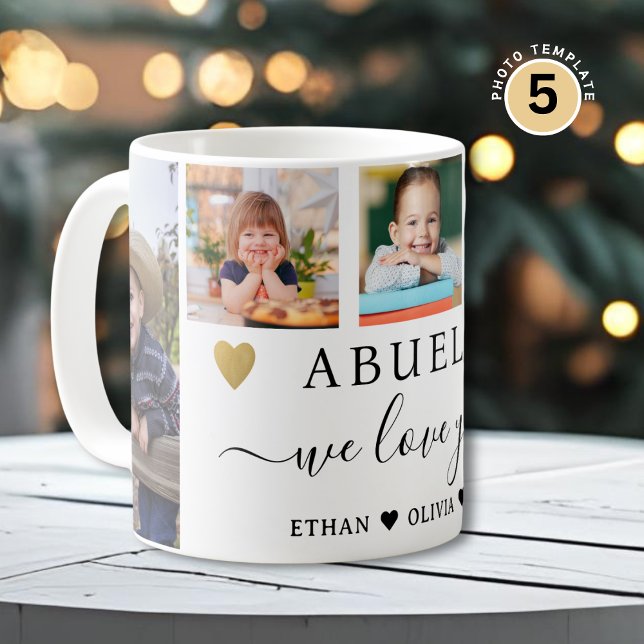 Taza De Café Abuelo We Love You Grandkids 5 Photo Collage (Subido por el creador)