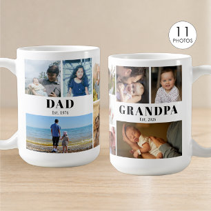 Taza De Café Abuelo y Papá Establecieron Collage de 11 Fotos