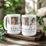 Taza De Café Abuelos Cuidados Hacen la Vida Grande 4 Foto<br><div class="desc">Un regalo para los abuelos, este diseño de Collage de fotos personalizado presenta una plantilla de 4 fotos para personalizar con fotos de los nietos. Una combinación de escritura manuscrita moderna combinada con una moderna letra sans serif con la frase "¡los nietos hacen la vida grandiosa!" Esta taza es un...</div>