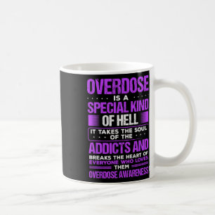Taza De Café Abuso de drogas Cinta morada Adicción a sobredosis