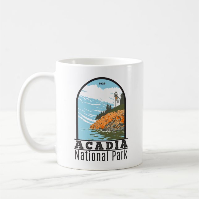 Taza De Café Acadia National Park Bar Harbour Lighthouse Maine (Izquierda)
