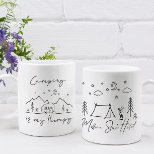Taza De Café Acampar es mi terapia & citas de Hotel Millón de E