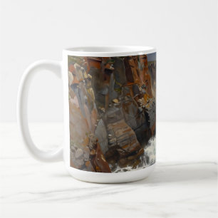 Taza De Café Acantilados Costeros Dramáticos Oleaje Escena Mari