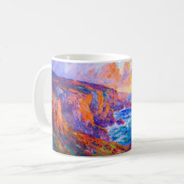 Taza De Café Acantilados en un impresionista paisaje de puesta 