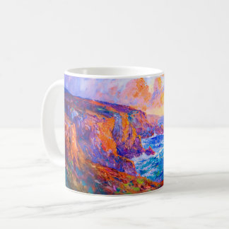 Taza De Café Acantilados en un impresionista paisaje de puesta