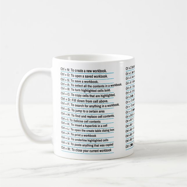 Taza De Café Acceso rápido de Excel, regalo para la hoja de cál (Izquierda)