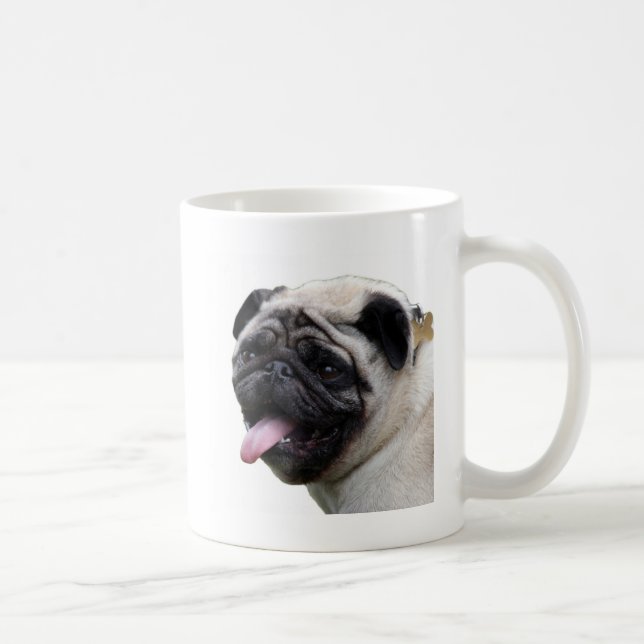 Taza De Café Accesorios de fotos Pug en blanco para manipular,  (Derecha)