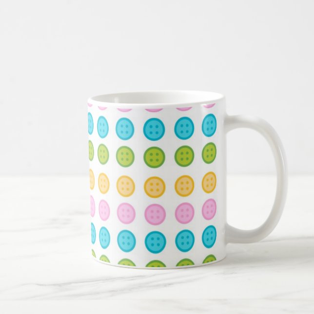 Taza De Café Accesorios de patrón de botón amarillo rosa azul a (Derecha)