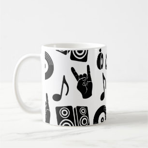 Taza De Café Accesorios musicales: Patrón de cosecha monocromo.
