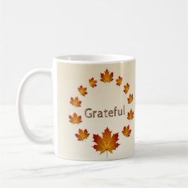 Taza De Café Acción de Gracias Wreath agradeció simples hojas d
