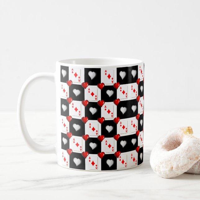 Taza De Café Ace Diamond Hearts Mug (Con donut)