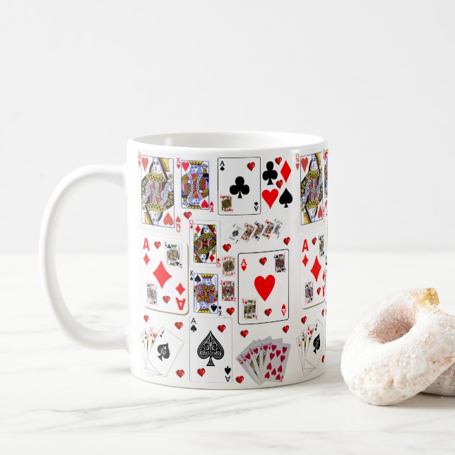 Taza De Café Ace Jugando Cartas Mug (Con donut)
