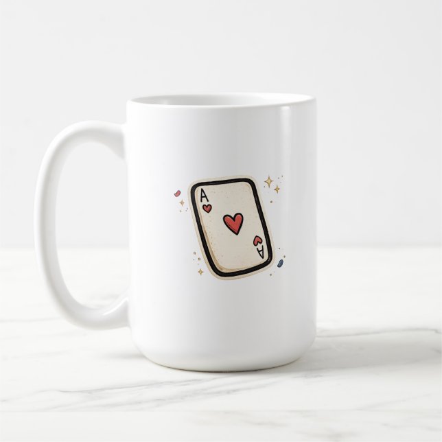 Taza De Café Ace of Hearts Minimal Playing Card Art (Izquierda)