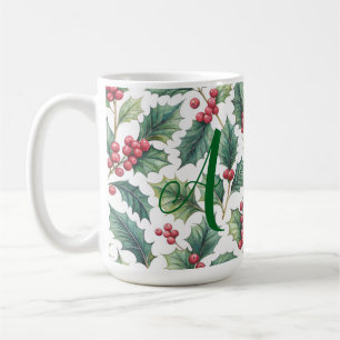 Taza De Café Acebo de Navidad personalizado
