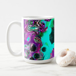 Taza De Café Aceite abstracto púrpura, Verde azulado, azul, col