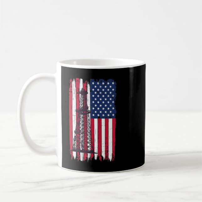 Taza De Café Aceite de balón pozo bandera patriótica estadounid (Izquierda)