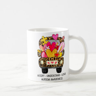 Taza De Café Acepta Entiende Ama Conciencia del Autismo Apoya V