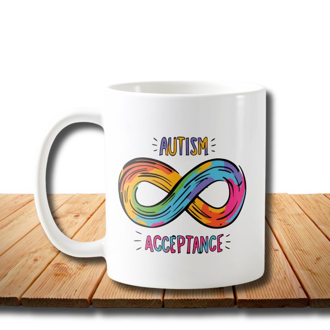 Taza De Café Aceptación de autismo Símbolo de infinito arcoiris (Subido por el creador)