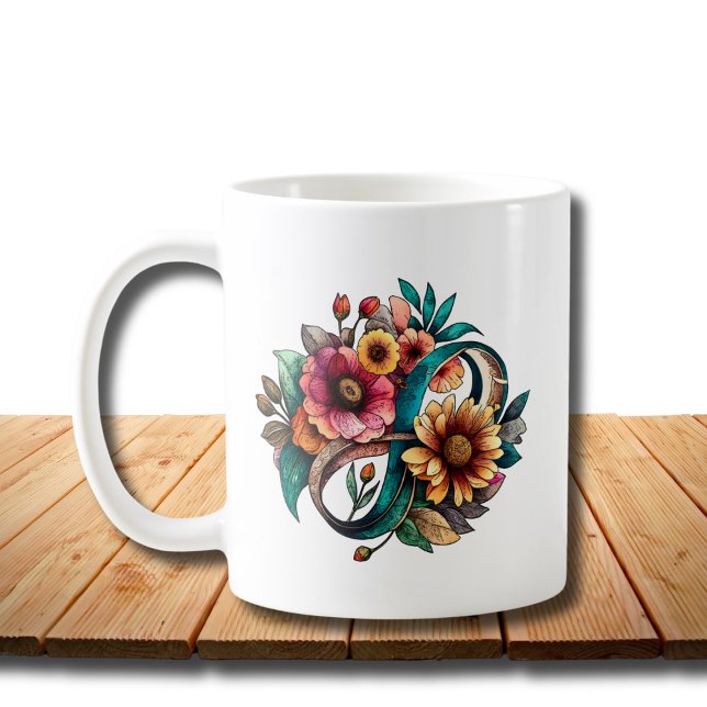 Taza De Café Aceptación del autismo Símbolo de infinito floral  (Subido por el creador)