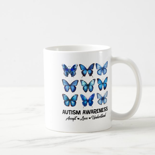 Taza De Café Aceptar entender el amor autismo conciencia maripo (Derecha)