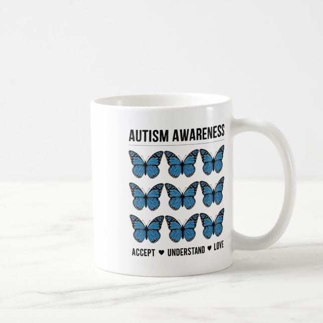 Taza De Café Aceptar entender el amor autismo conciencia maripo (Derecha)