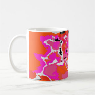 Taza De Café Acid Vivid Digital Psicodélico Fondo Brillante.