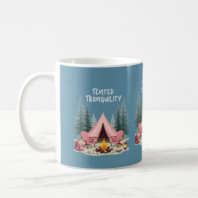 Taza De Café Acogedor camping Tent & Campfire estético de glamo (Izquierda)