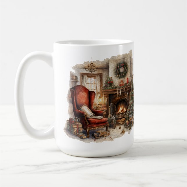 Taza De Café Acogedor hogar navidad 15 oz Classic Mug (Izquierda)