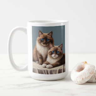 Taza De Café Acogedor par de gatos de Ragdoll Fluffy Art Mascot