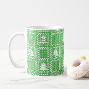 Taza De Café Acogedor patrón de suéter feo de árbol de Navidad 