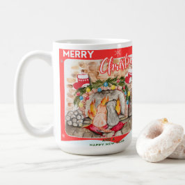 Taza De Café Acogedores Navidades mantel con perro y gato