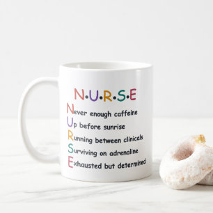 Taza De Café Acrónimo de ENFERMERA divertido Cita de estudiante