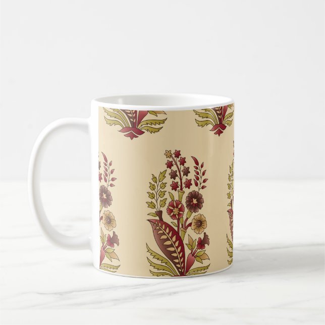 Taza De Café acstract mughal motif el fondo del patrón de racim (Izquierda)